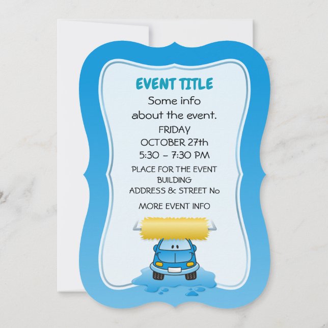 Carwash Cartoon Invitation (Back)