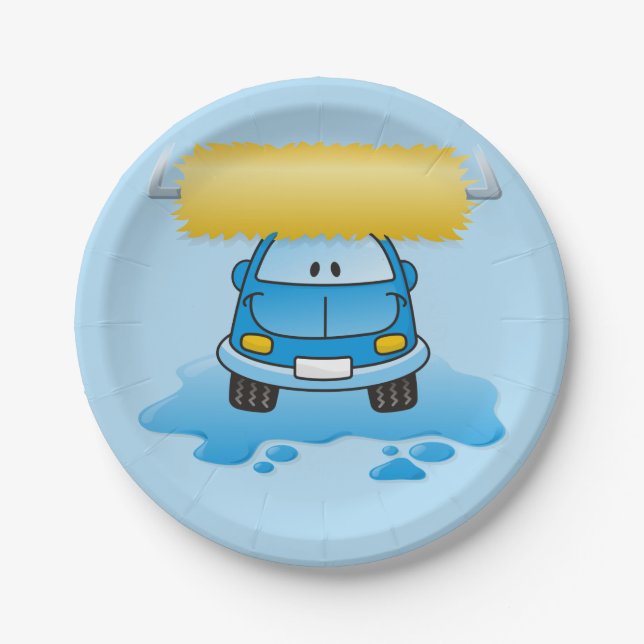 Carwash cartoon paper plate (Front)