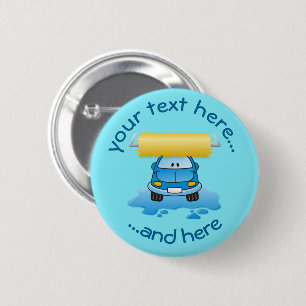 Carwash Cartoon Pinback Button