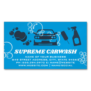 Carwash Cleaning Supplies   Soap Bubbles Magnetic Business Card