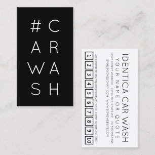 #CARWASH hashtag loyalty punch card