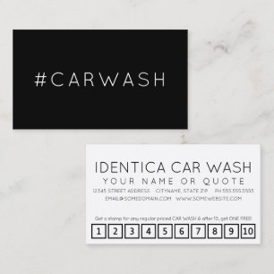 #CARWASH hashtag loyalty punch card