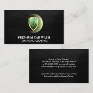 Carwash Logo   Leather Monogram Business Card