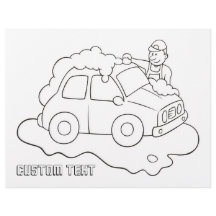 Carwash Man Colouring Book Page