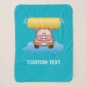 Carwash Pig Cartoon Sherpa Blanket