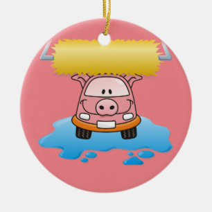 Carwash Pig Ceramic Tree Decoration