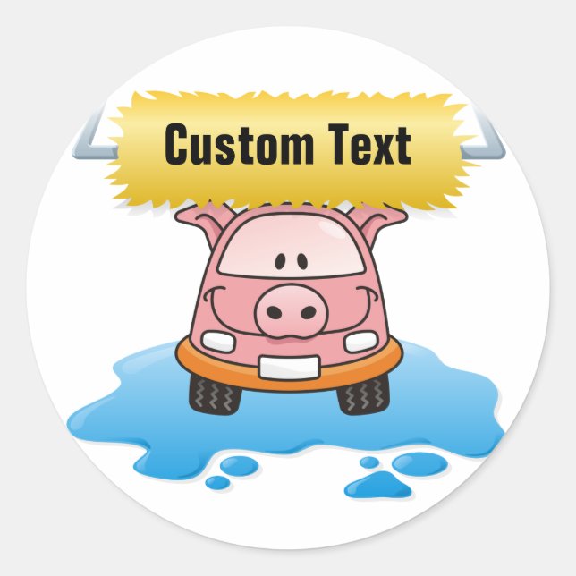 Carwash Pig Classic Round Sticker (Front)