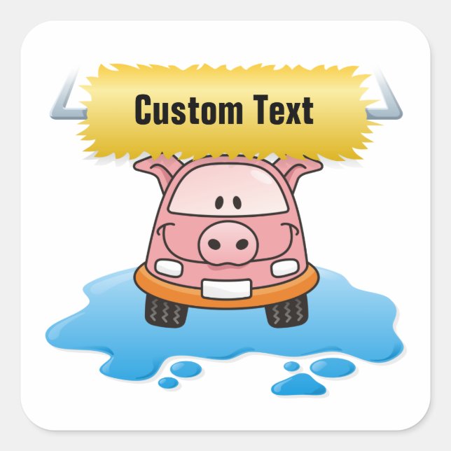 Carwash Pig Square Sticker (Front)