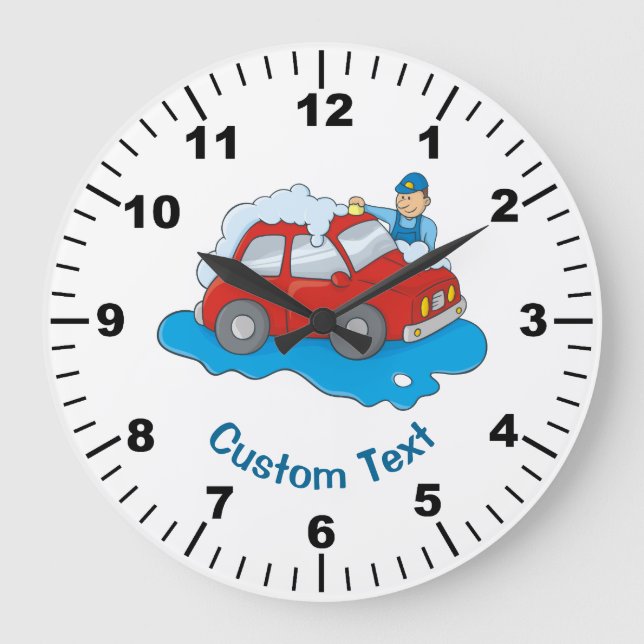 Carwashing Man Large Clock (Front)