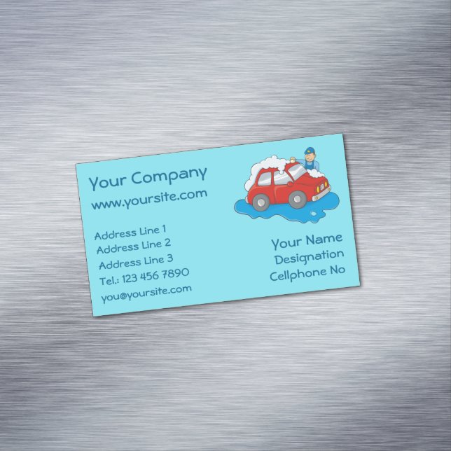 Carwashing Man Magnetic Business Card (In Situ)