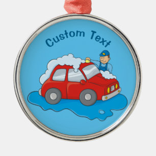 Carwashing Man Metal Tree Decoration