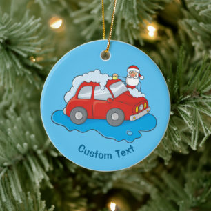 Carwashing Santa Ornament