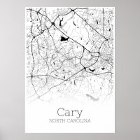 Cary Map - North Carolina - City Map Poster