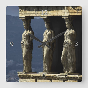 Caryatids, Acroplis, Athens Square Wall Clock
