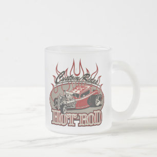 Caryoon hot rod frosted glass coffee mug