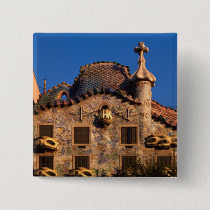 Casa Batilo, Gaudi Architecture, Barcelona, 15 Cm Square Badge
