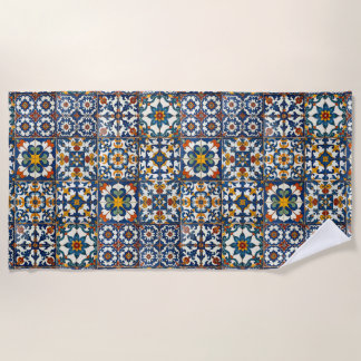 Casa Colorida Azulejo  Beach Towel
