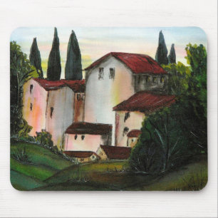 Casa de Pueblo Dibujo Tuscany italy Countryside Mouse Mat