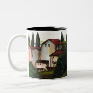 Casa de Pueblo Dibujo Tuscany italy Countryside Two-Tone Coffee Mug
