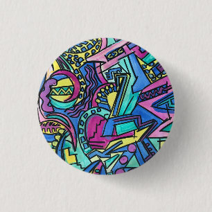 Casa Mia-Hand Painted Abstract Art 3 Cm Round Badge