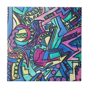 Casa Mia-Hand Painted Modern Geometric Art Tile