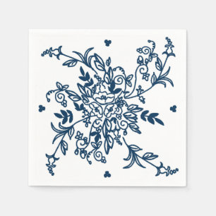 Casablanca Blue on White Paper Napkins