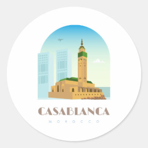Casablanca city morocco Skyline Classic Round Sticker