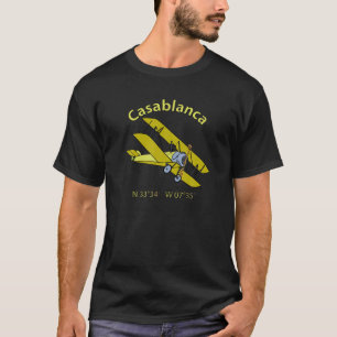 Casablanca Flight Coordinates Aeroplane T Shirt Fo