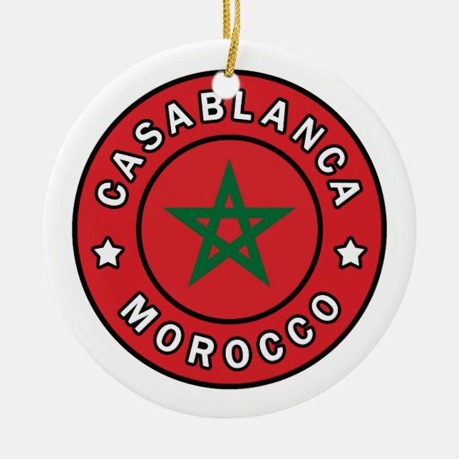 Casablanca Morocco Ceramic Tree Decoration (Front)