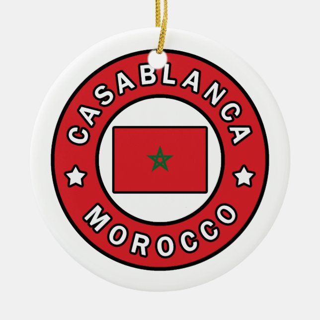 Casablanca Morocco Ceramic Tree Decoration (Front)