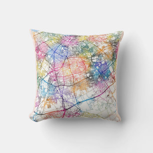 Casablanca Morocco City Map Cushion