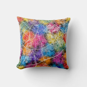 Casablanca Morocco City Map Cushion