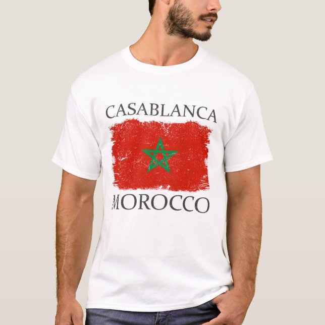 Casablanca Morocco Flag Morocco Tourist T-Shirt (Front)