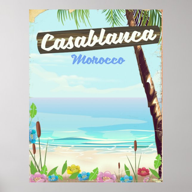 Casablanca Morocco, romantic vintage poster (Front)