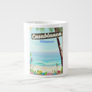 Casablanca Morocco, romantic vintage poster Large Coffee Mug