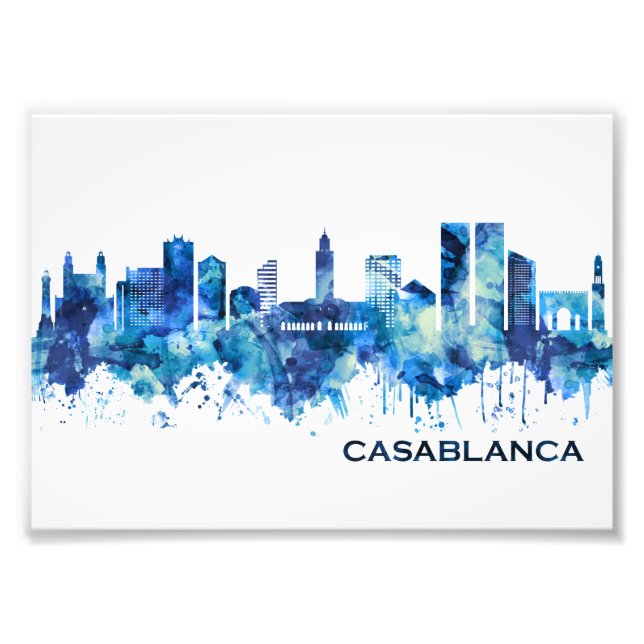 Casablanca Morocco Skyline Blue Photo Print (Front)