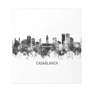Casablanca Morocco Skyline BW Notepad