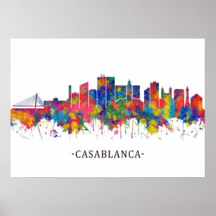 Casablanca Morocco Skyline Poster