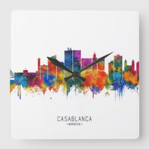 Casablanca Morocco Skyline Square Wall Clock