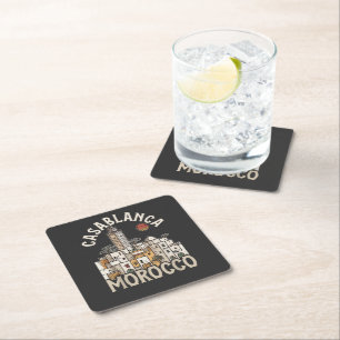 casablanca morocco square paper coaster