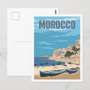 Casablanca Morocco Travel Place Illustration Postcard