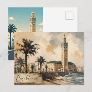 Casablanca Morocco Vector-Hassan 2 mosque Postcard