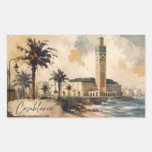 Casablanca Morocco Vector Sticker Hassan II Mosq