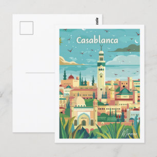 Casablanca Morocco Vintage Famous Travel Place Postcard
