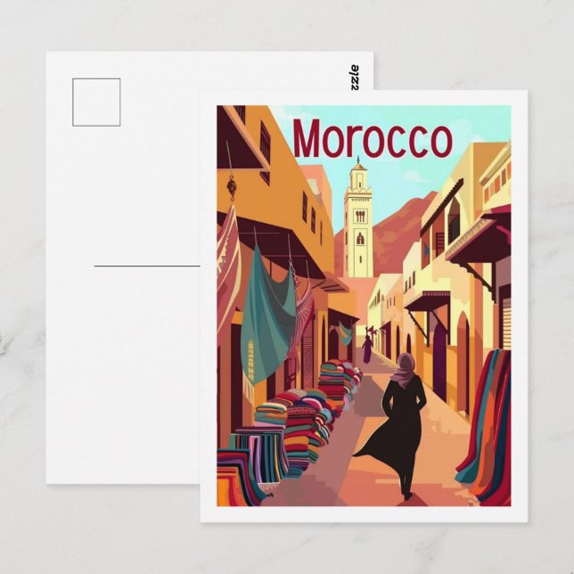 Casablanca Morocco Vintage Famous Travel Place Postcard (Front/Back)