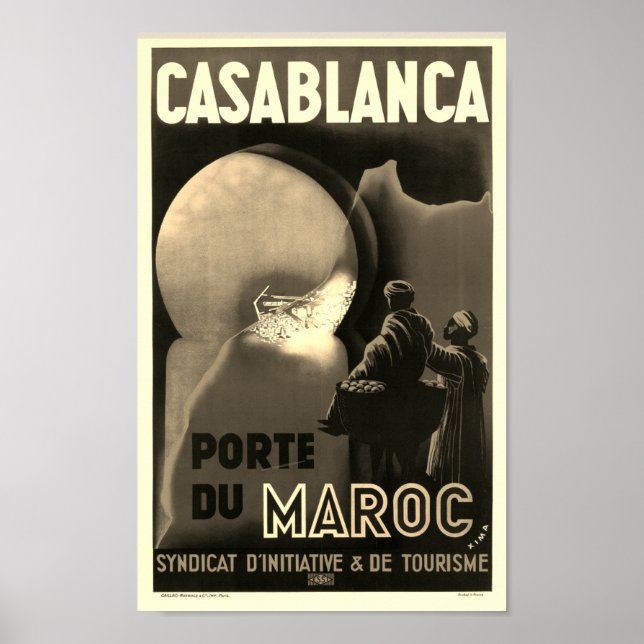 Casablanca Morocco Vintage French Travel Poster (Front)