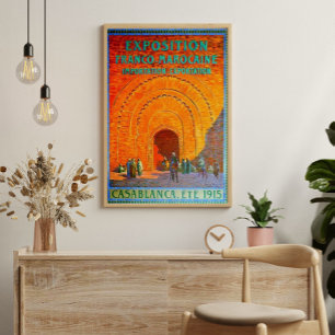 Casablanca Morocco Vintage French Travel Poster