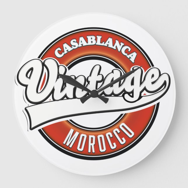 Casablanca Morocco Vintage logo Large Clock (Front)