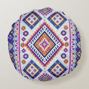 Casablanca Nights – Vibrant Moorish Geometric Art Round Cushion
