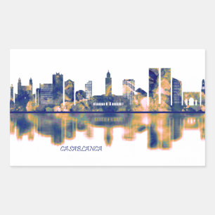 Casablanca Skyline Rectangular Sticker